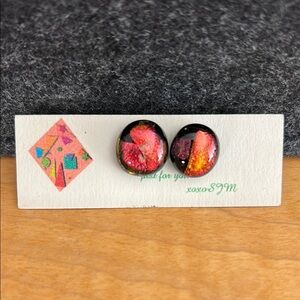 Colorful Dichroic Glass Stud Earrings